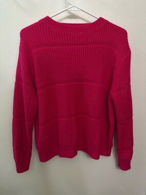 SHEIN Vibrant Hot Pink Ribbed Crewneck Sweater